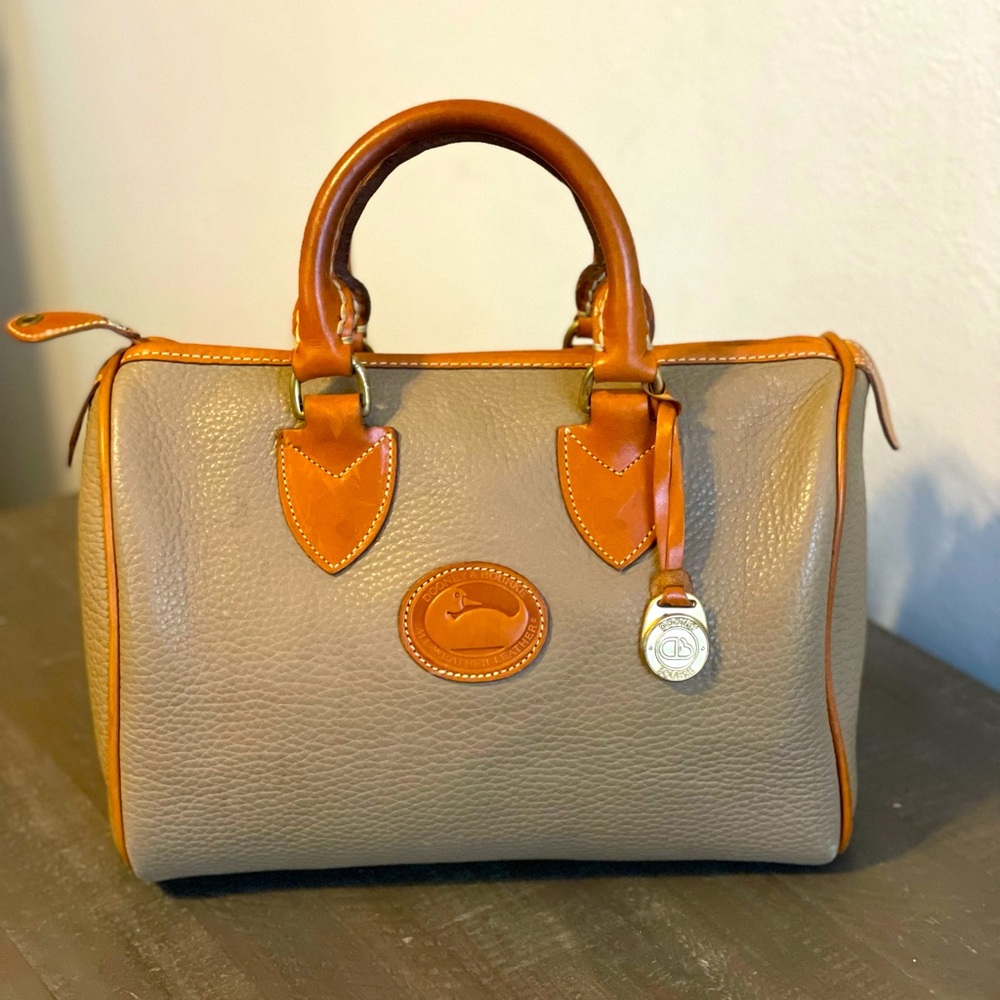 Dooney & Bourke Taupe Pebbled Leather All Weather 2 Duck Satchel Handbag